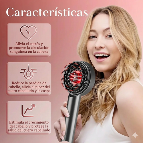 Masajeador capilar con luz roja.