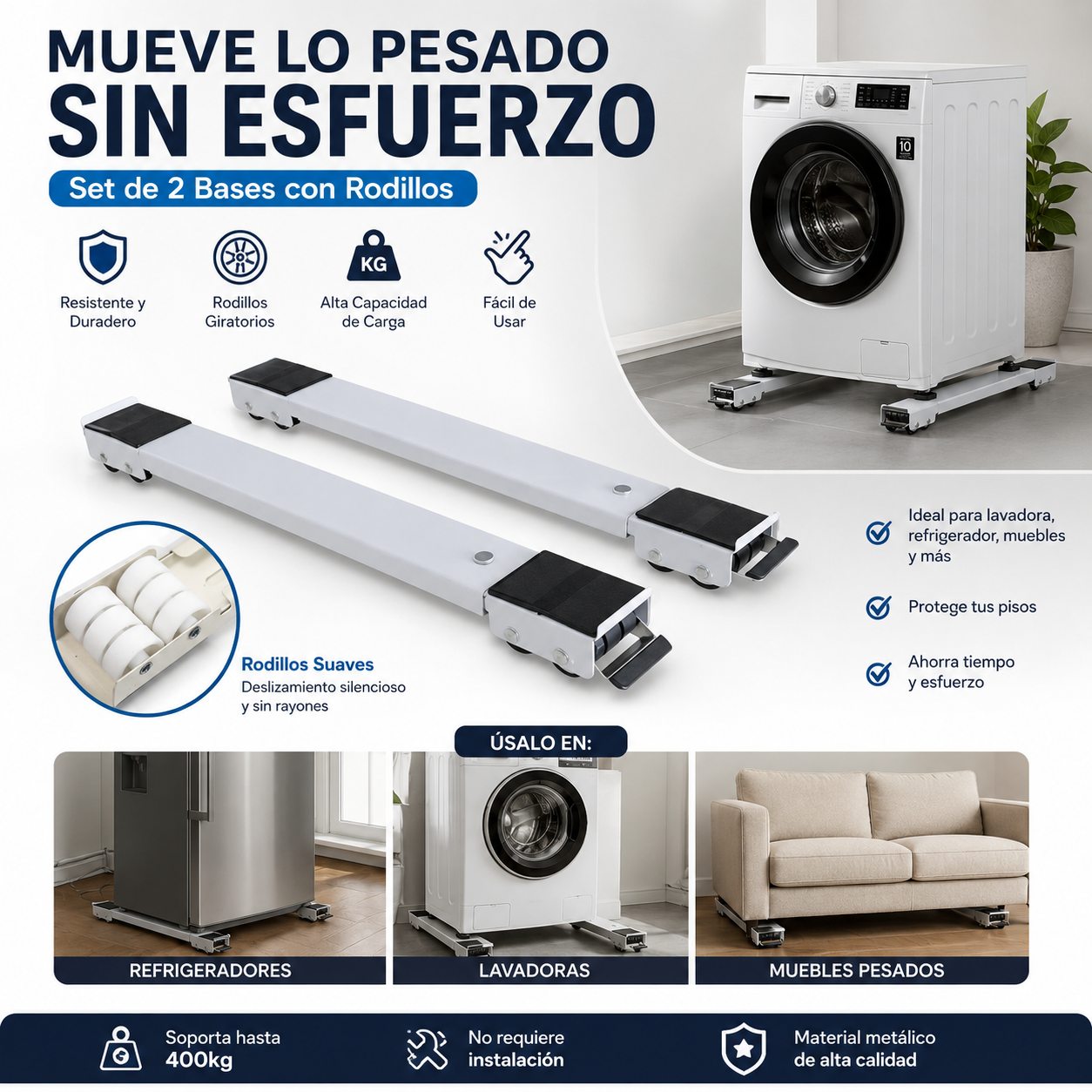 EasyMove Pro™ | Deslizador para muebles Pesados